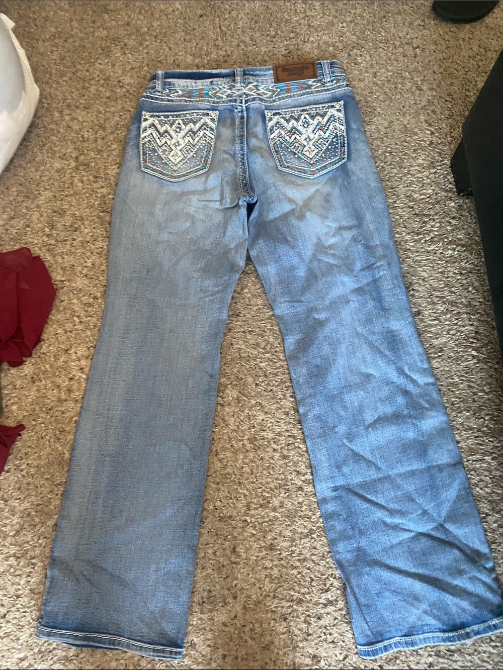 Light Blue Embroidered Back Pocket Boot Cut Jeans - Westfield Eagle NWOT